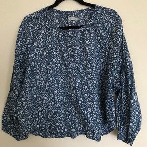 Outerknown Blue and White Floral Top
